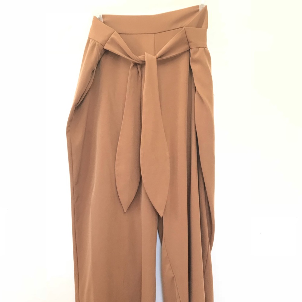 Brown waist tie plus size pants!